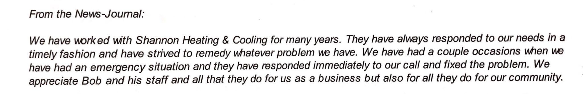 HVAC 5-Star Review Shannon Heating and Cooling
