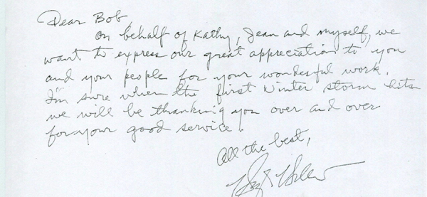 HVAC testimonial Note Shannon Heating and Cooling, In. Mountain Grove, Mo